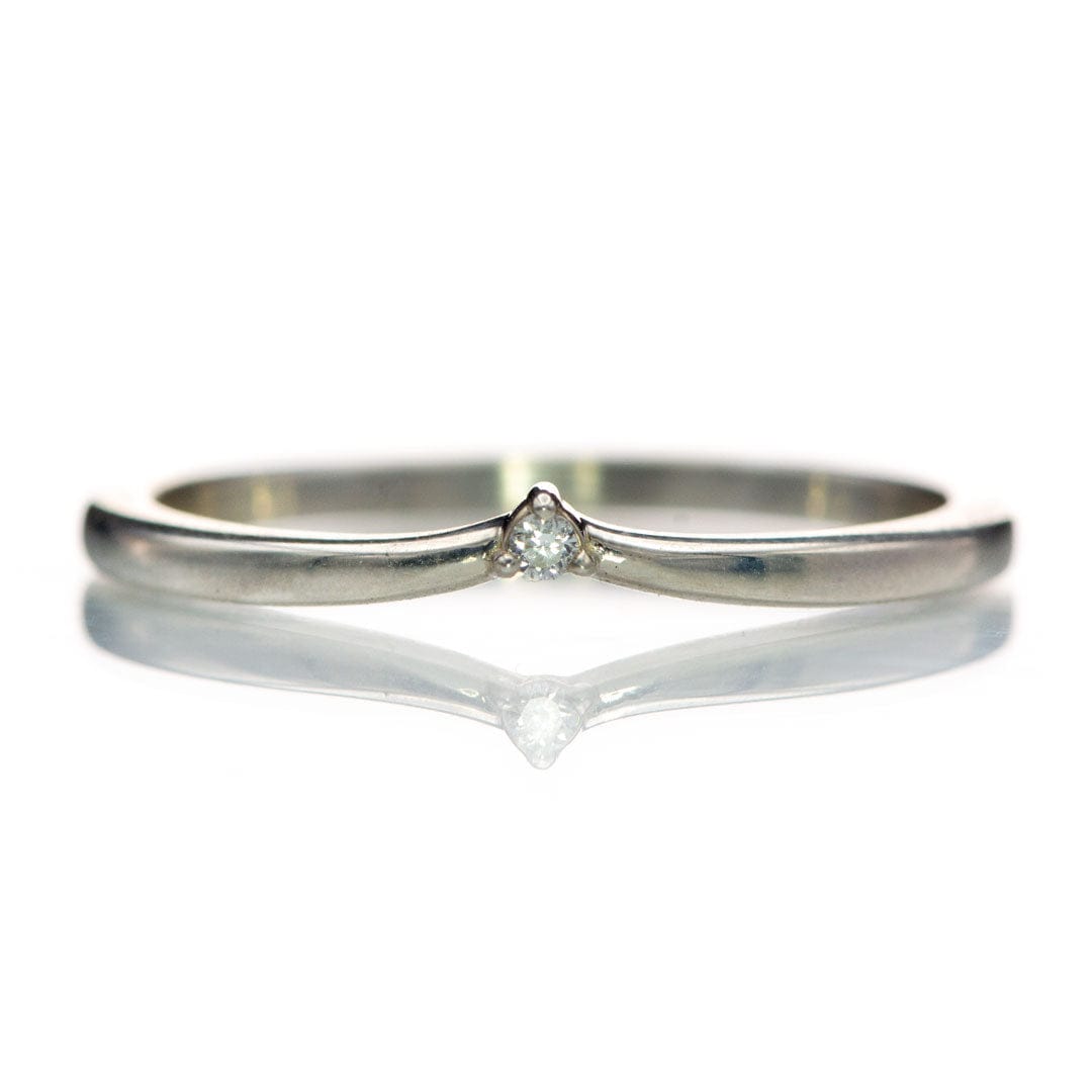 Vania Band - Tiny Diamond, Moissanite or Sapphire V-Shape Contoured Stacking Wedding Ring Ring by Nodeform
