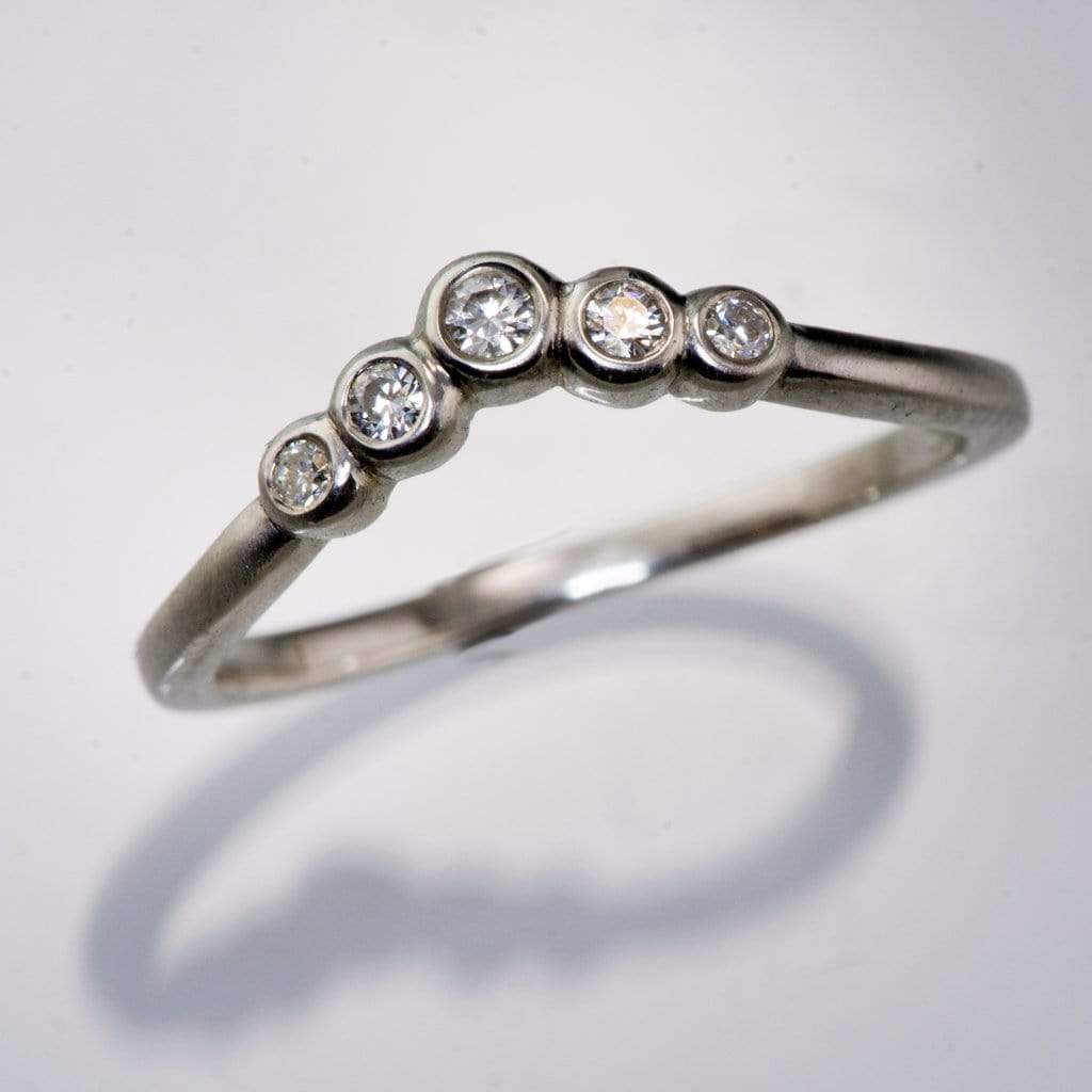 Velda - Graduated Diamond, Moissanite or Sapphire Curved Contoured Stacking Wedding Ring Ring by Nodeform