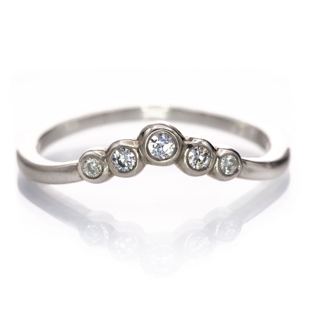 Velda - Graduated Diamond, Moissanite or Sapphire Curved Contoured Sta