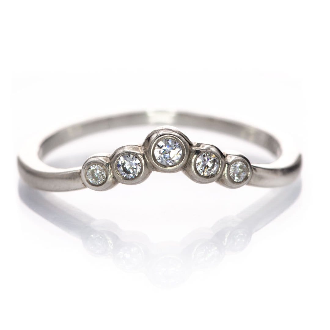 Velda - Graduated Diamond, Moissanite or Sapphire Curved Contoured Stacking Wedding Ring Ring by Nodeform