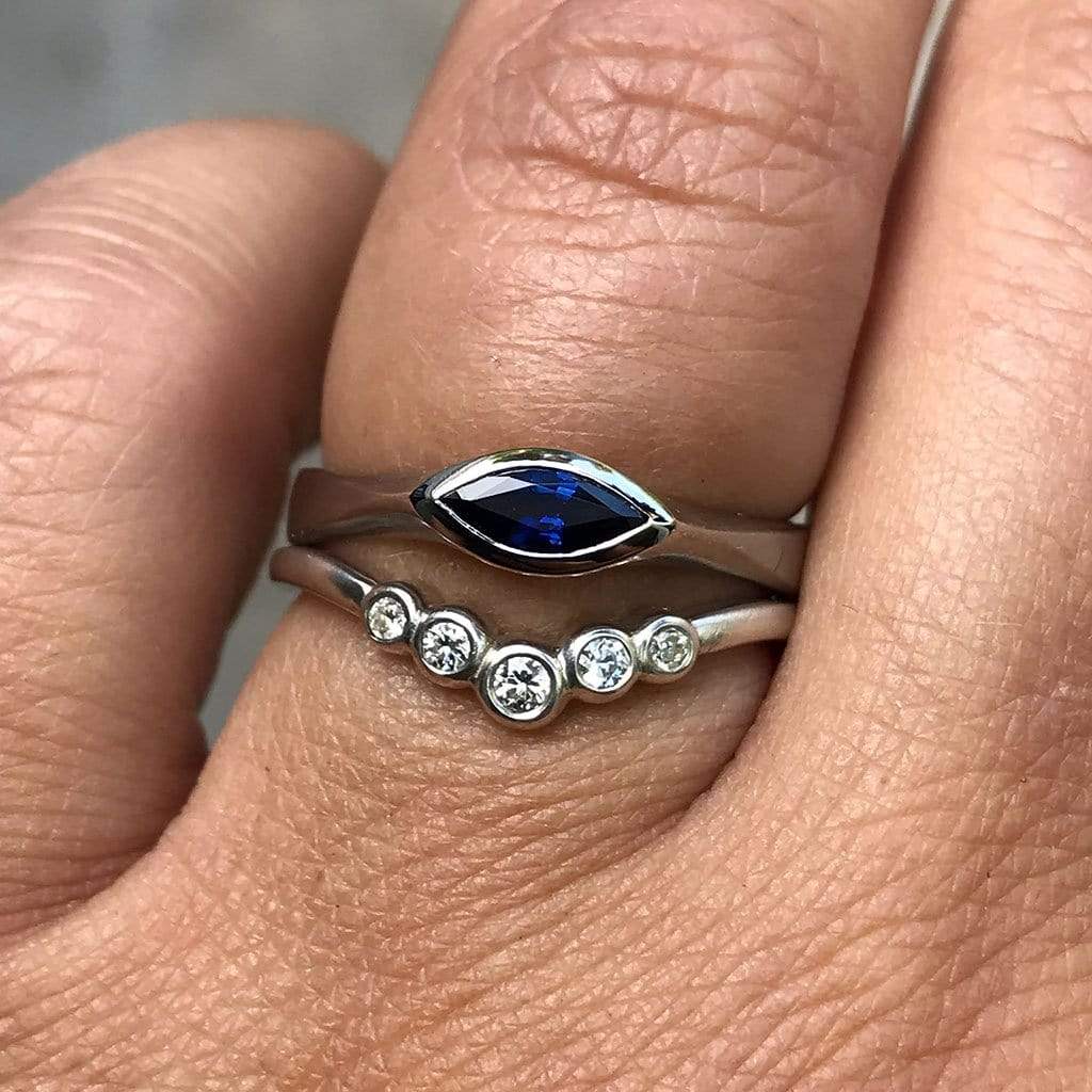 Velda - Graduated Diamond, Moissanite or Sapphire Curved Contoured Stacking Wedding Ring Ring by Nodeform