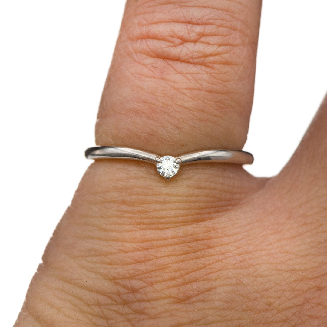 Velma Band - Diamond, Moissanite or Sapphire V-Shape Contoured Stacking Wedding Ring Ring by Nodeform