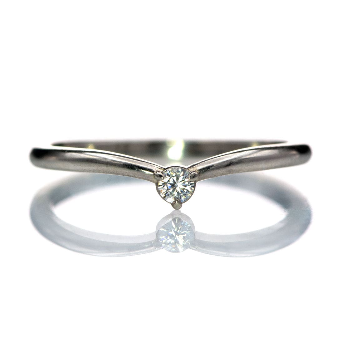 Velma Band - Diamond, Moissanite or Sapphire V-Shape Contoured Stacking Wedding Ring Ring by Nodeform