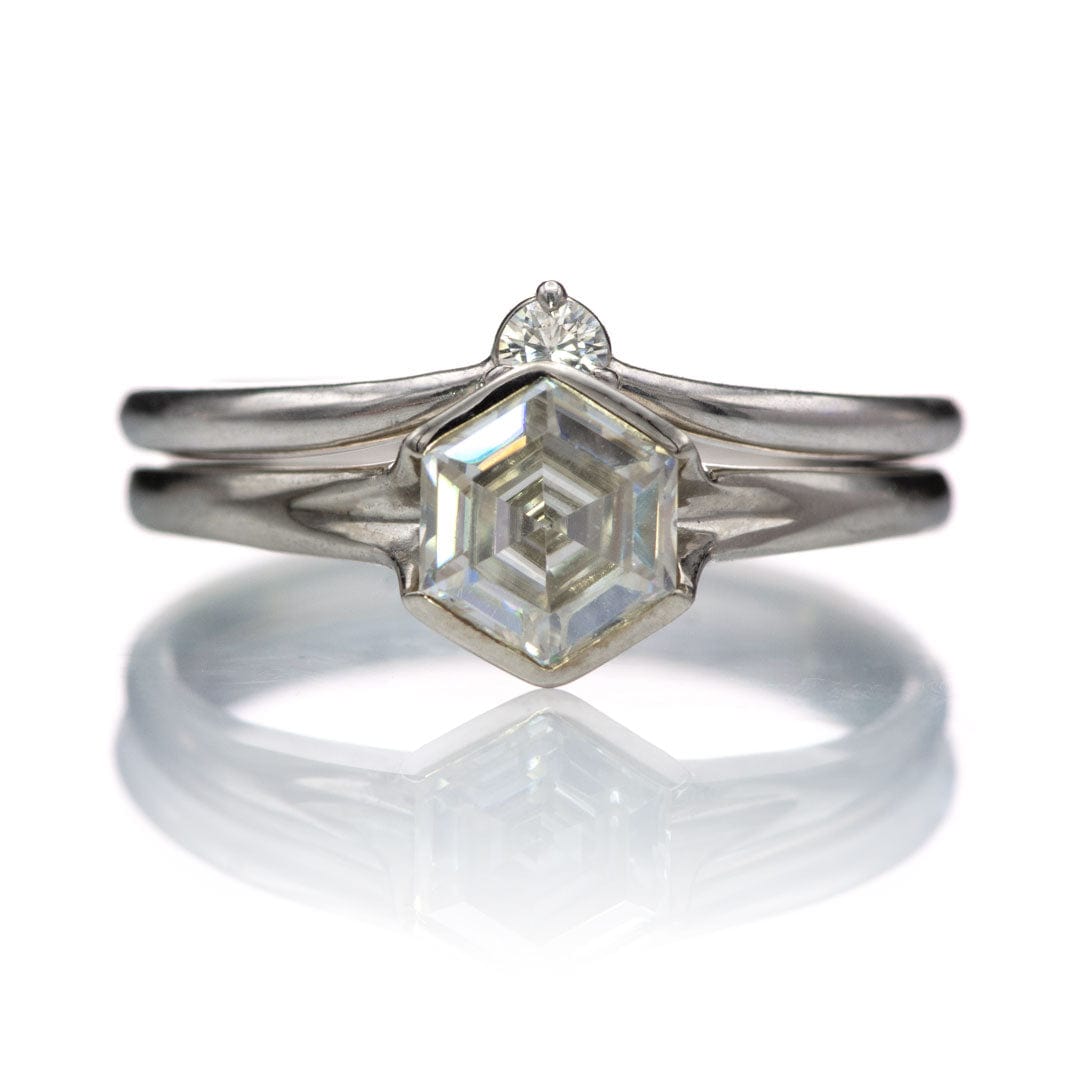 Velma Band - Diamond, Moissanite or Sapphire V-Shape Contoured Stacking Wedding Ring Ring by Nodeform