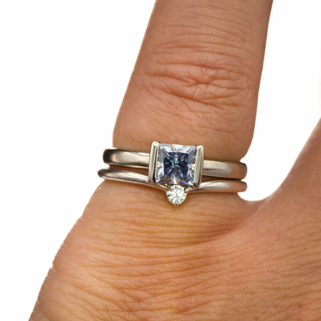 Velma Band - Diamond, Moissanite or Sapphire V-Shape Contoured Stacking Wedding Ring Ring by Nodeform
