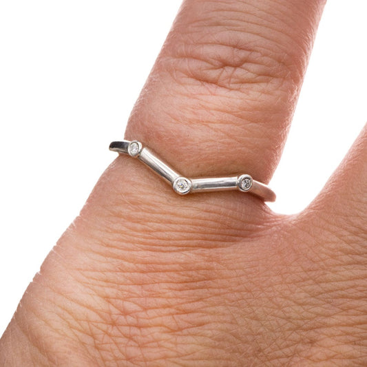 Vinnie Chevron Band - Bezel Set Diamond Contoured Wedding Ring Ring by Nodeform