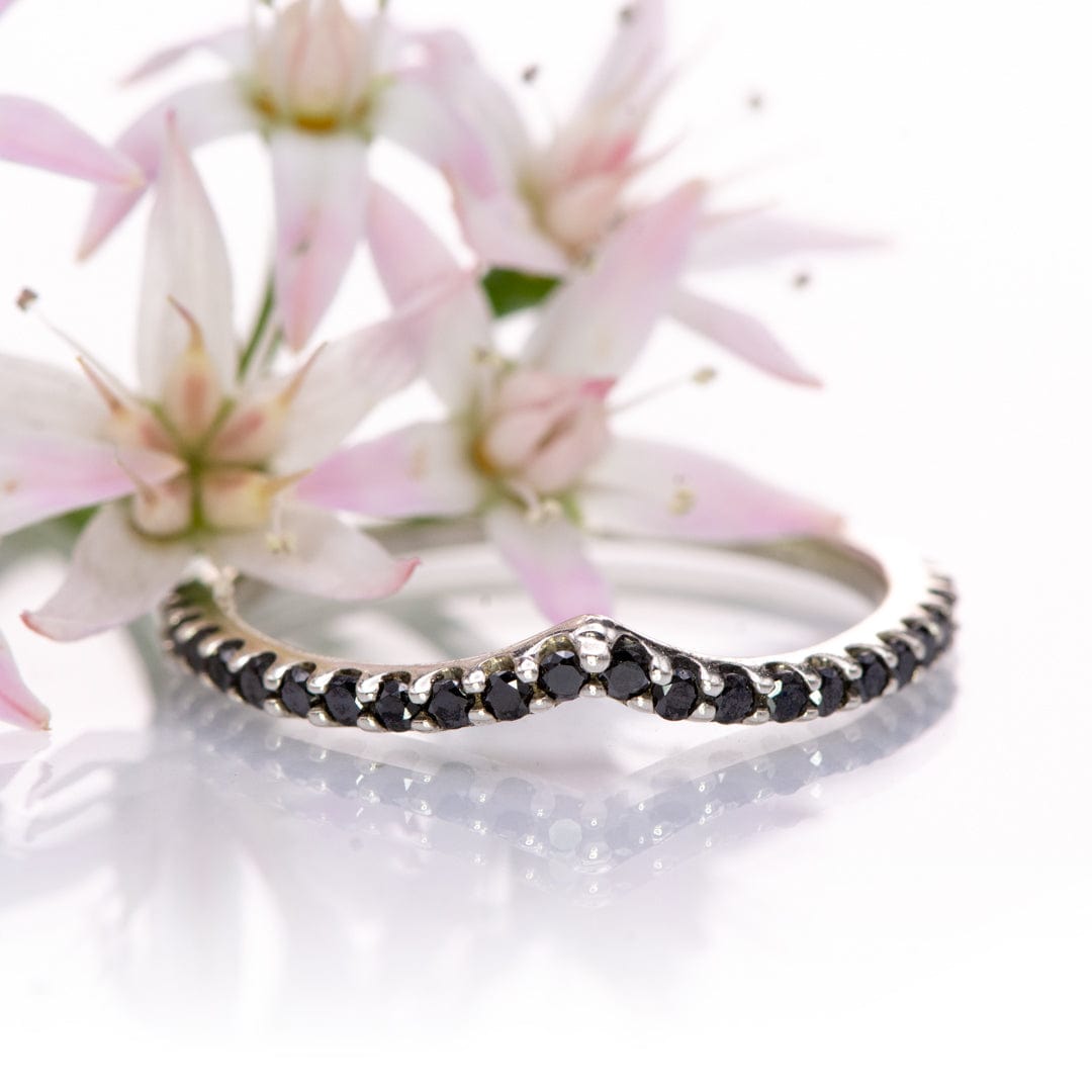 Vivian Band - V-Shape Contoured Accented Diamond, Moissanite, Ruby or Sapphire Wedding Ring Ring by Nodeform