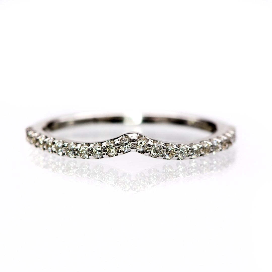 Vivian Band - V-Shape Contoured Accented Diamond, Moissanite, Ruby or Sapphire Wedding Ring Ring by Nodeform