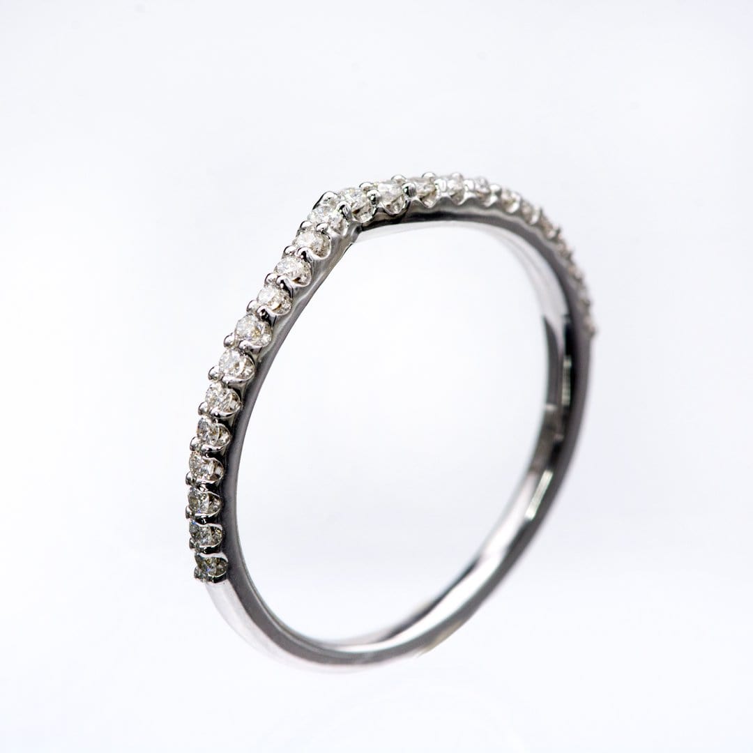 Vivian Band - V-Shape Contoured Accented Diamond, Moissanite, Ruby or Sapphire Wedding Ring Ring by Nodeform