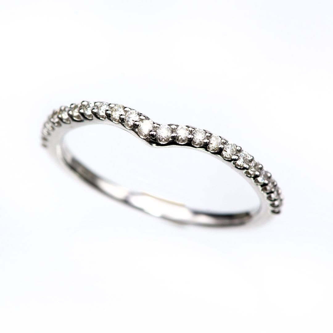 Vivian Band - V-Shape Contoured Accented Diamond, Moissanite, Ruby or Sapphire Wedding Ring Ring by Nodeform