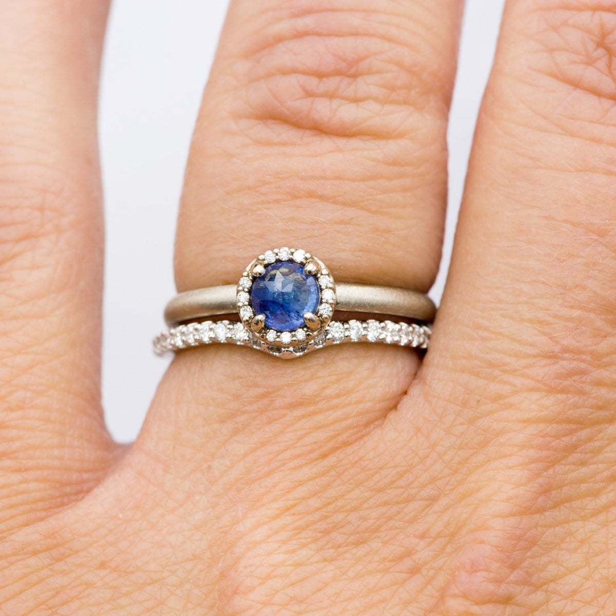 Vivian Band - V-Shape Contoured Accented Diamond, Moissanite, Ruby or Sapphire Wedding Ring Ring by Nodeform