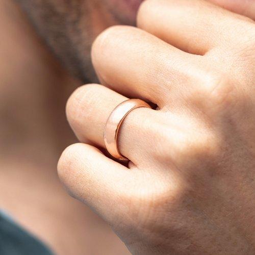Wide Hammered Domed Wedding Band Ring by Nodeform