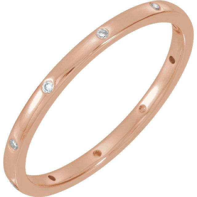 Skinny Thin Eternity Wedding Band With Flush Set Moissanites 14k Rose Gold / 1.5mm wide Ring by Nodeform