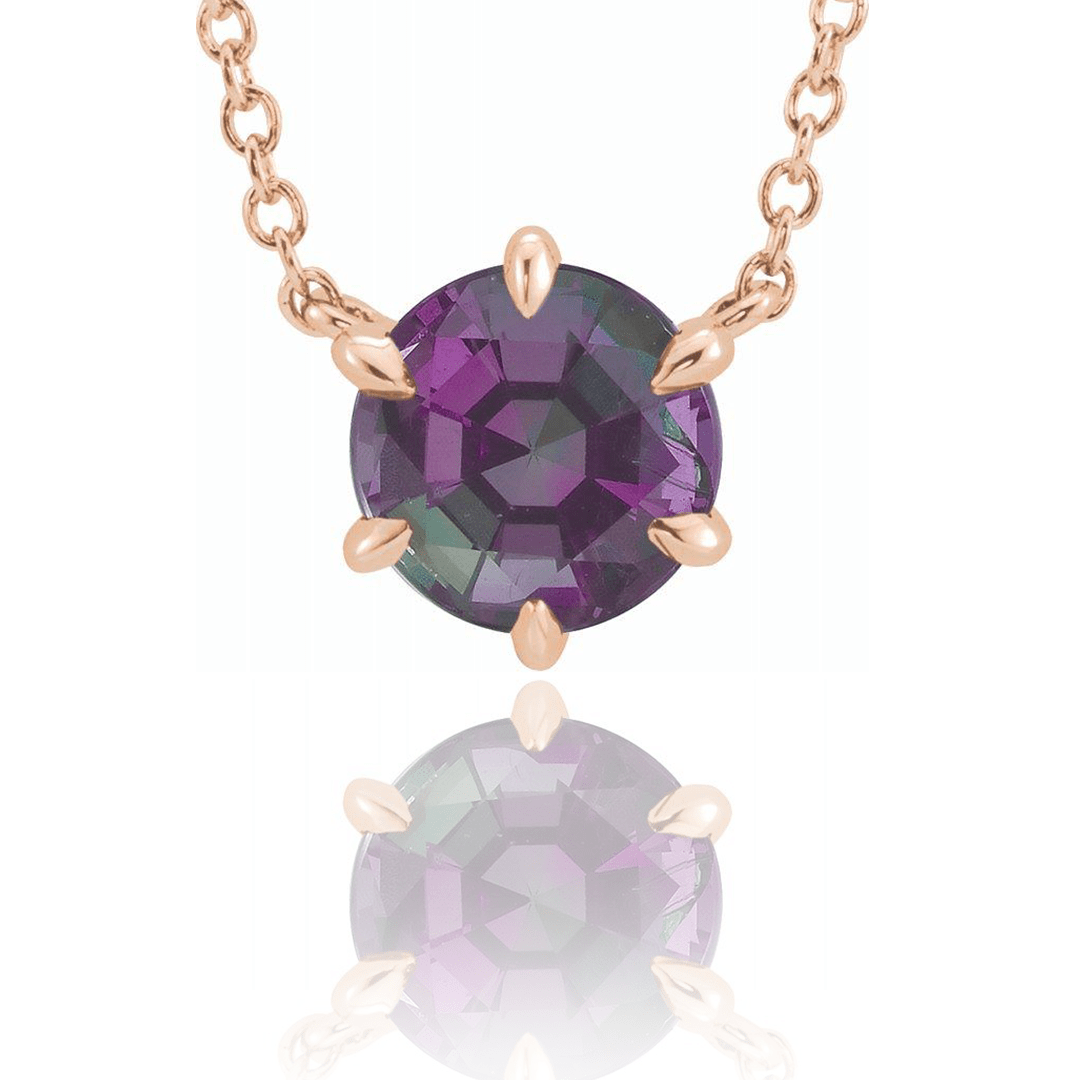 Round Lab-Grown Alexandrite Six Prong Set Pendant Necklace Necklace / Pendant by Nodeform