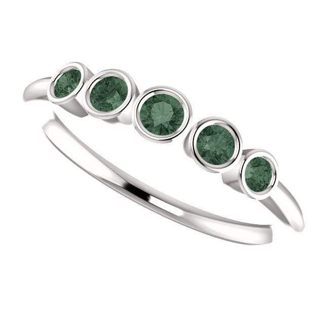 Fiona Band - Graduated Lab-created Alexandrite Five Bezel Stacking Anniversary Ring Continuum Sterling Silver Ring by Nodeform