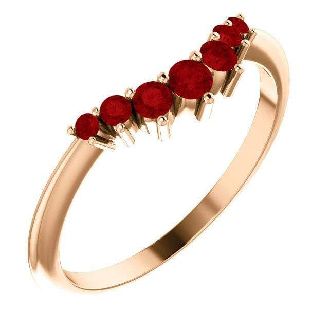Corinne - Curved Contoured Wedding Ring With Rubies Ring by Nodeform