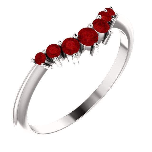 Corinne - Curved Contoured Wedding Ring With Rubies Ring by Nodeform