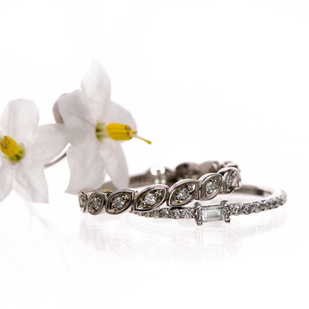 Baguette Lab Diamond or Moissanite Accented Stacking Promise Ring Ring by Nodeform