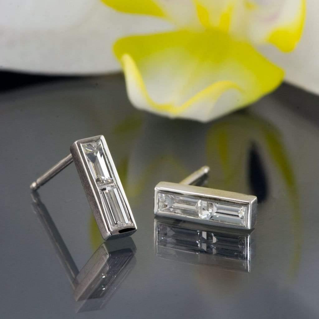 1/2CTW Baguette Diamond Bezel Set Bar Stud Earrings Earrings by Nodeform