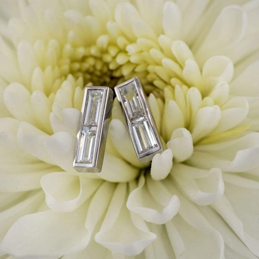 1/2CTW Baguette Diamond Bezel Set Bar Stud Earrings Earrings by Nodeform