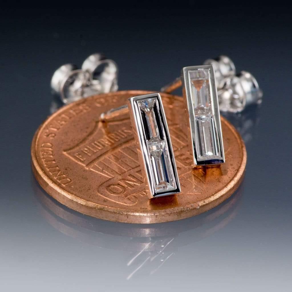 1/2CTW Baguette Diamond Bezel Set Bar Stud Earrings Earrings by Nodeform