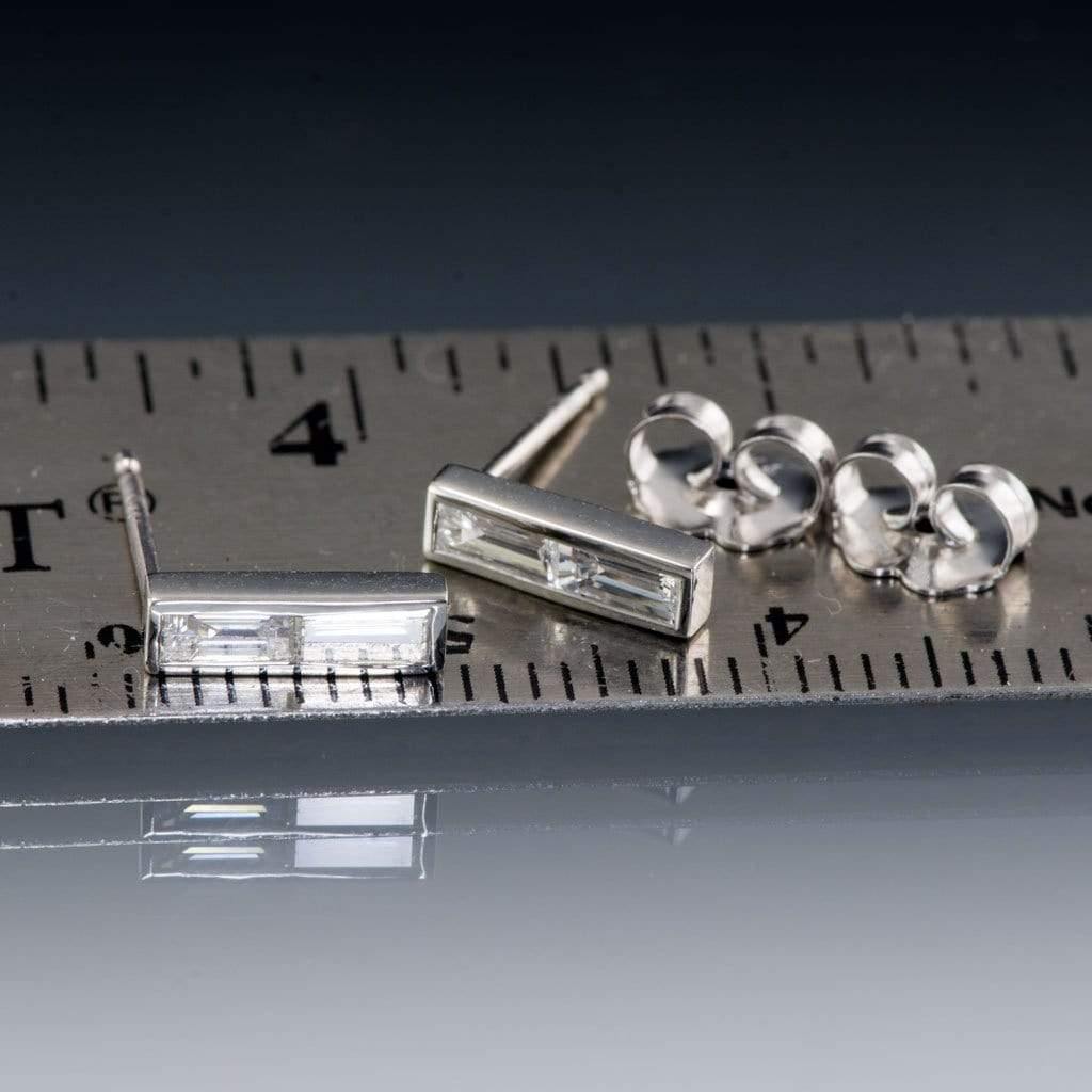 1/2CTW Baguette Diamond Bezel Set Bar Stud Earrings Earrings by Nodeform