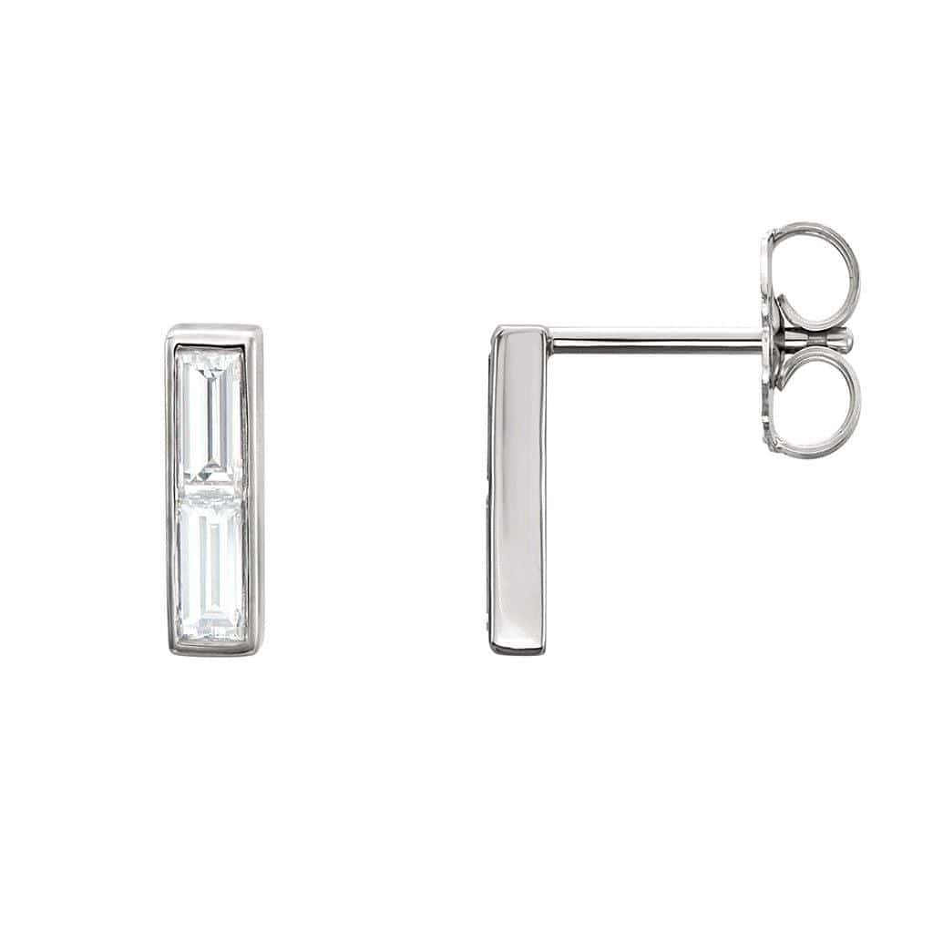 1/2CTW Baguette Diamond Bezel Set Bar Stud Earrings Earrings by Nodeform