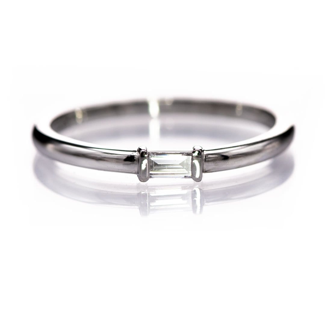 Baguette Diamond Stacking Promise or Solitaire Engagement Ring Ring by Nodeform