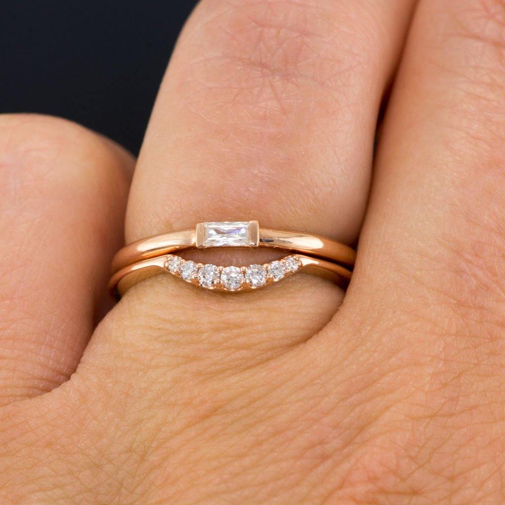 Baguette Diamond Stacking Promise or Solitaire Engagement Ring Ring by Nodeform