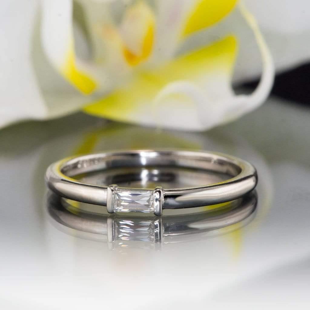 Baguette Moissanite Stacking Solitaire Engagement or Anniversary Ring Ring by Nodeform