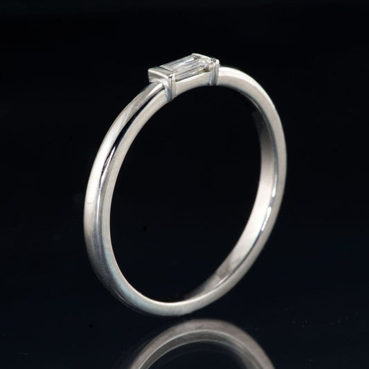 Baguette Diamond Stacking Promise or Solitaire Engagement Ring Ring by Nodeform
