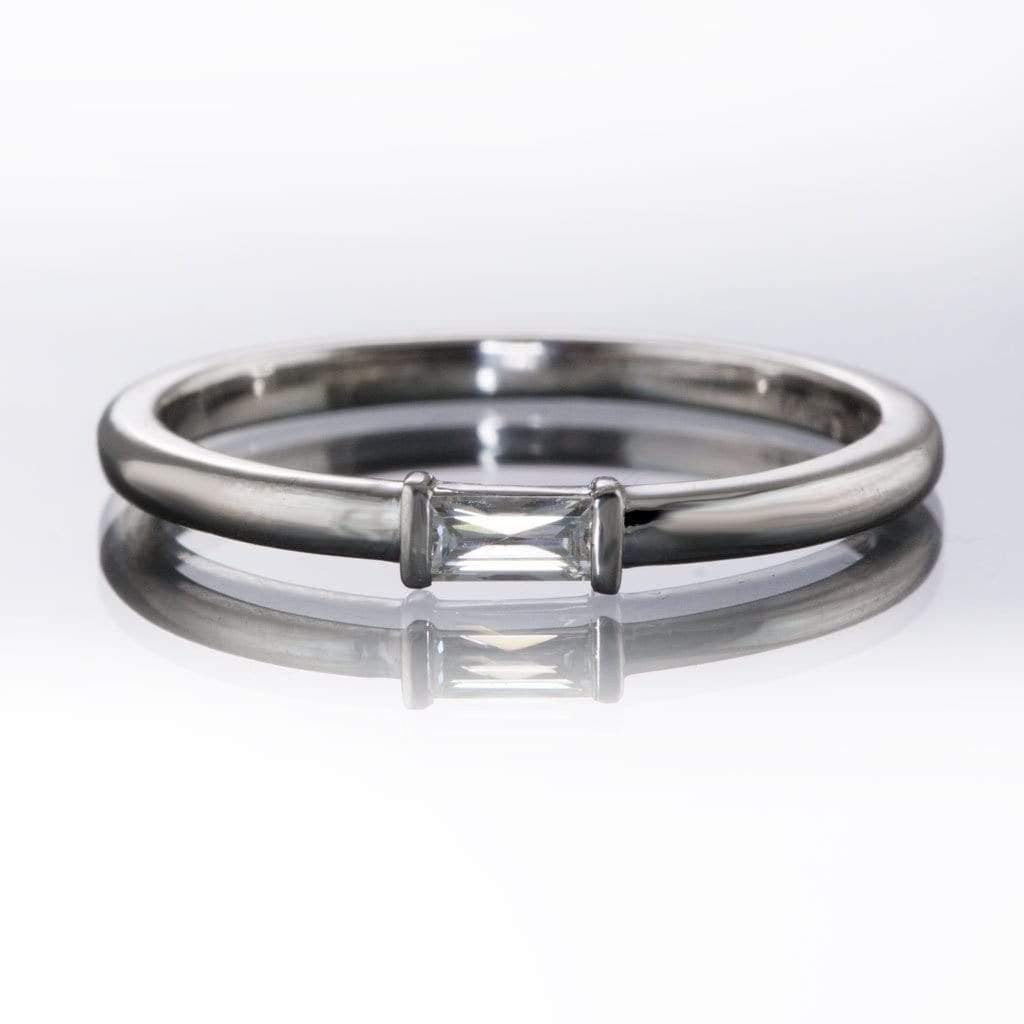 Baguette Moissanite Stacking Solitaire Engagement or Anniversary Ring Step Cut Near-Colorless F1 Moissanite (GHI Color) / Platinum Ring by Nodeform