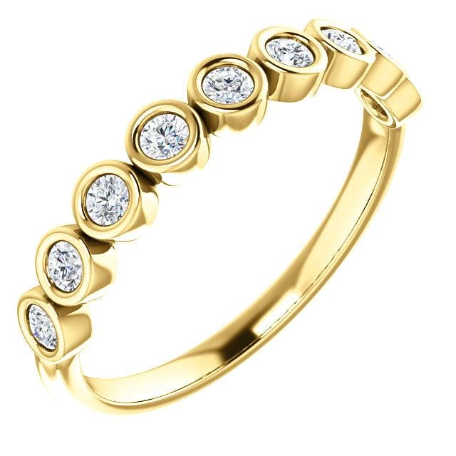 Betty Anniversary Band - Bezel Set Diamond Half Eternity Stacking Wedding Ring 1/4 CTW (Min): 2mm diamonds / 14k Yellow Gold Ring by Nodeform