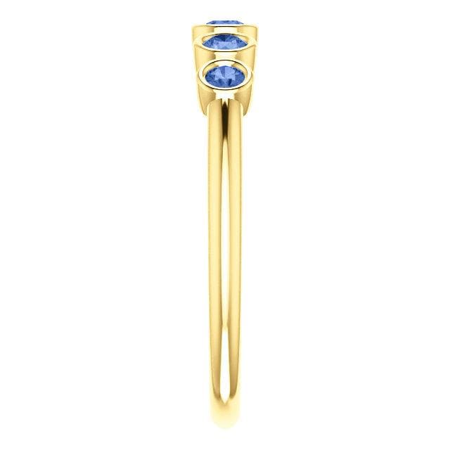 Fiona Band - Graduated Diamond, Ruby or Sapphire Five Bezel Stacking Anniversary Ring Ring by Nodeform