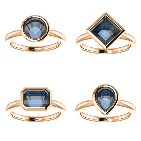 Bonnie Bezel Set Solitaire Engagement Ring - Setting only 14k Rose Gold Ring Setting by Nodeform