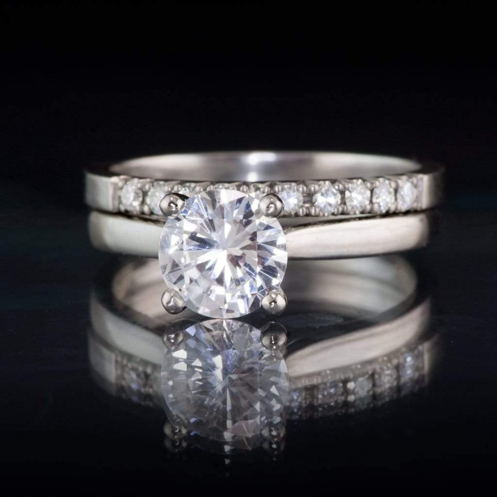 Amelia Ring- White Sapphire Prong Set Cathedral Style Solitaire Engagement Ring Ring by Nodeform