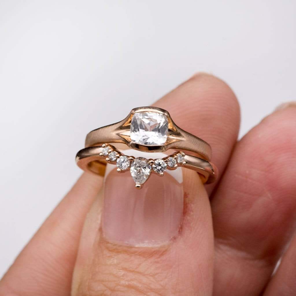 Claire Band- Graduated Diamond, Moissanite or White Sapphire Curved Contoured Crown Stacking Wedding Ring Ring by Nodeform