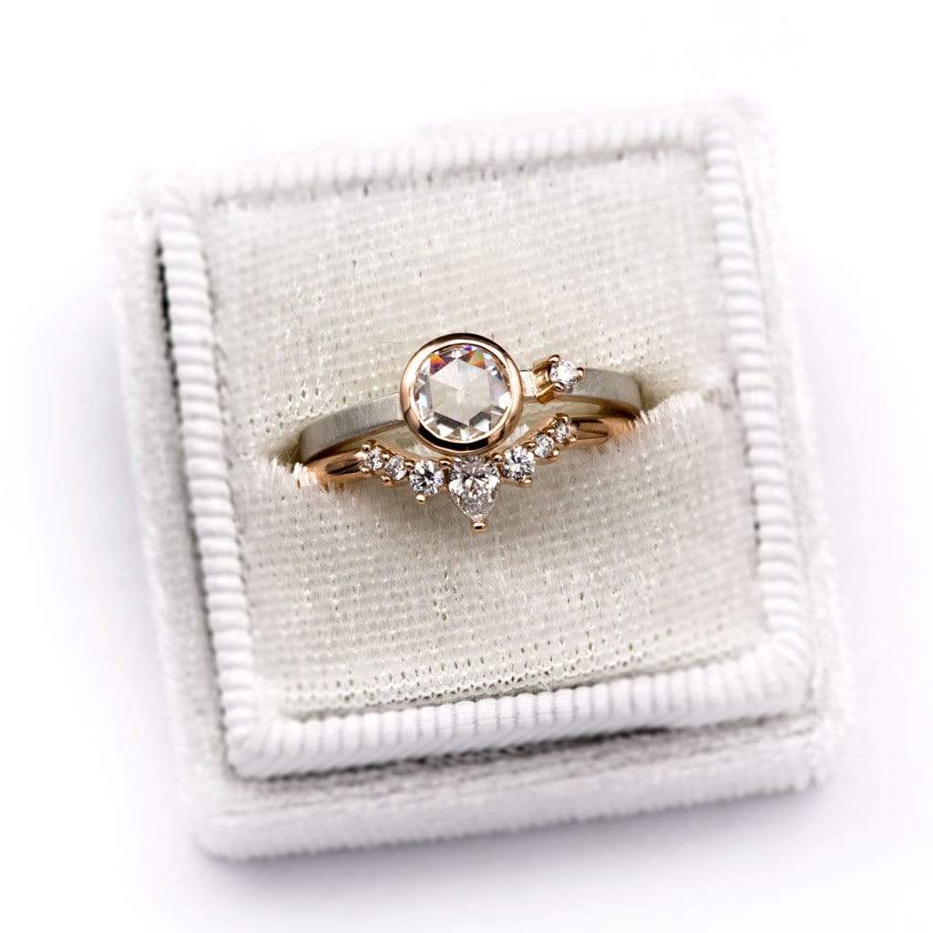Claire Band- Graduated Diamond, Moissanite or White Sapphire Curved Contoured Crown Stacking Wedding Ring Ring by Nodeform
