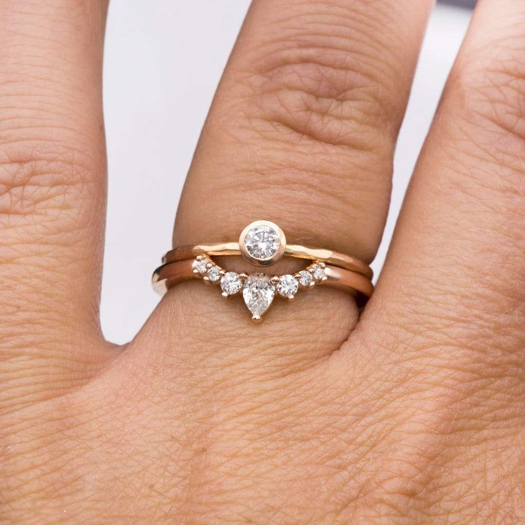 Claire Band- Graduated Diamond, Moissanite or White Sapphire Curved Contoured Crown Stacking Wedding Ring Ring by Nodeform