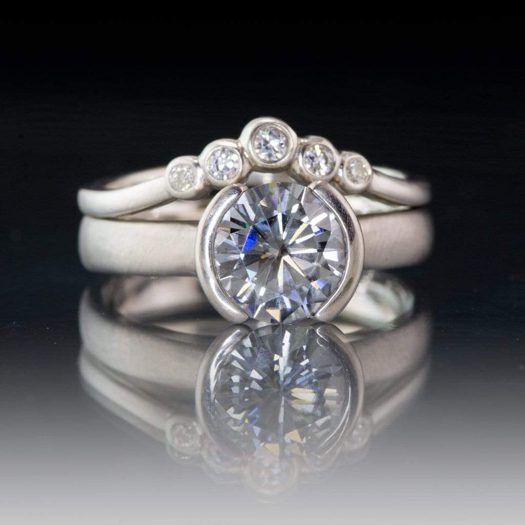 Velda - Graduated Diamond, Moissanite or Sapphire Curved Contoured Stacking Wedding Ring Ring by Nodeform