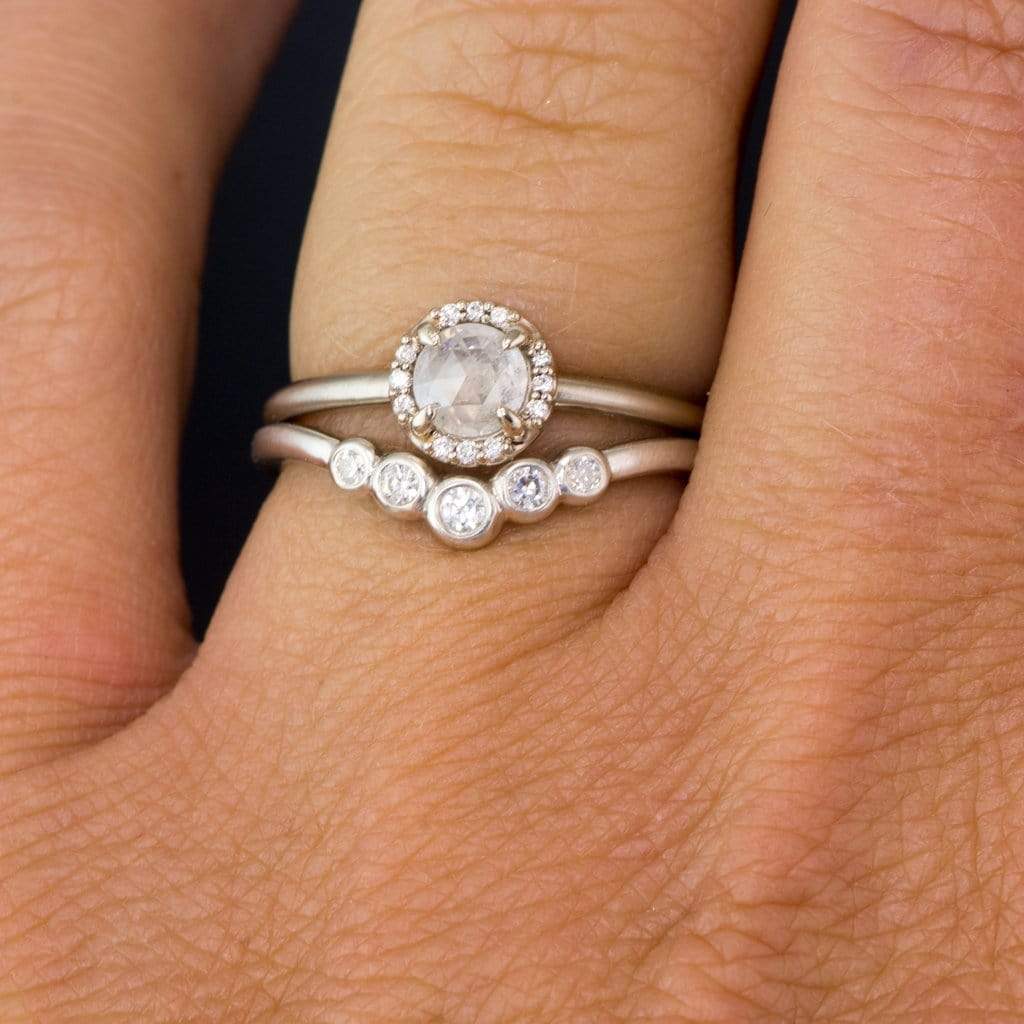 Velda - Graduated Diamond, Moissanite or Sapphire Curved Contoured Stacking Wedding Ring Ring by Nodeform