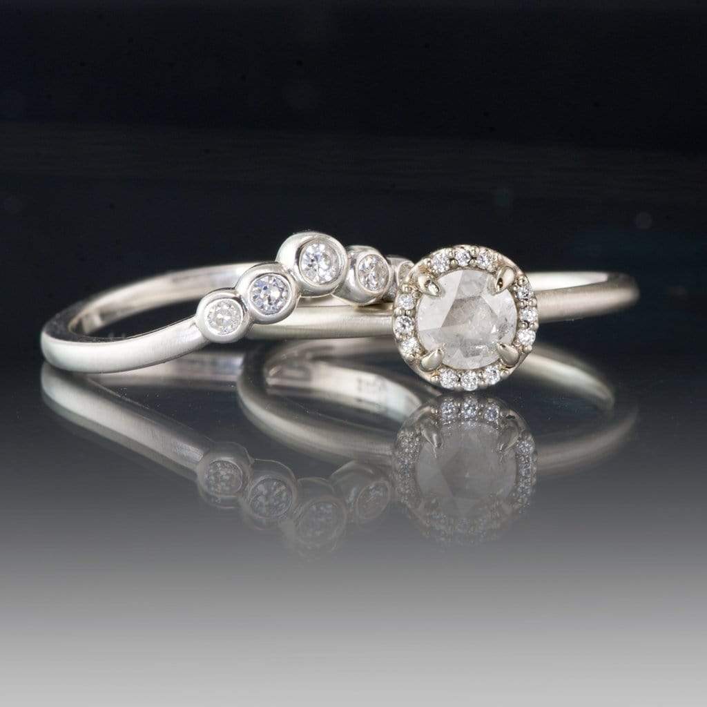 Velda - Graduated Diamond, Moissanite or Sapphire Curved Contoured Stacking Wedding Ring Ring by Nodeform