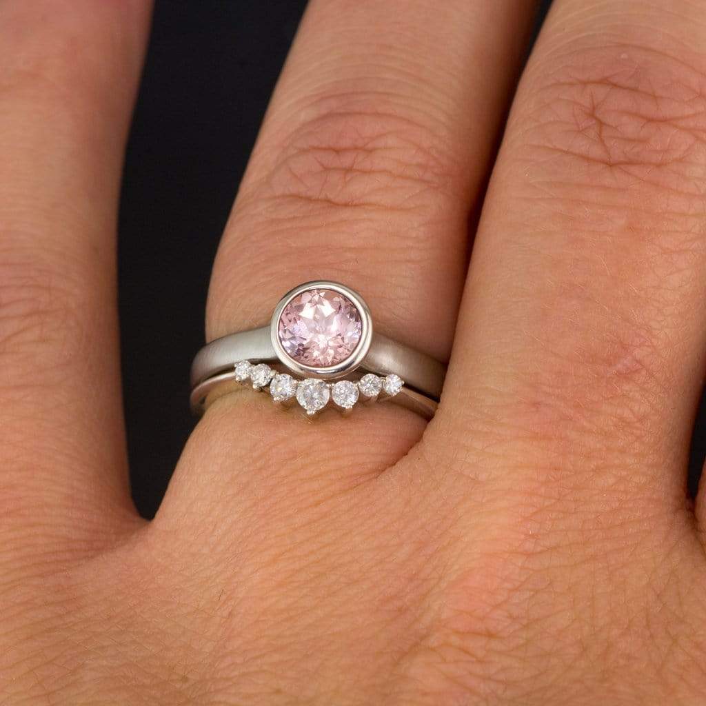Corinne - Graduated Diamond, Moissanite or Sapphire Curved Contoured Crown Stacking Wedding Ring Ring by Nodeform