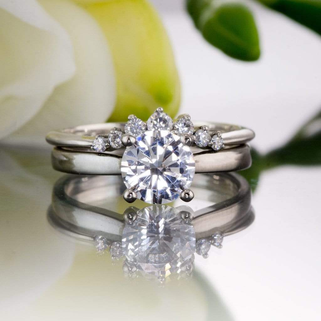 Corinne - Graduated Diamond, Moissanite or Sapphire Curved Contoured Crown Stacking Wedding Ring Ring by Nodeform