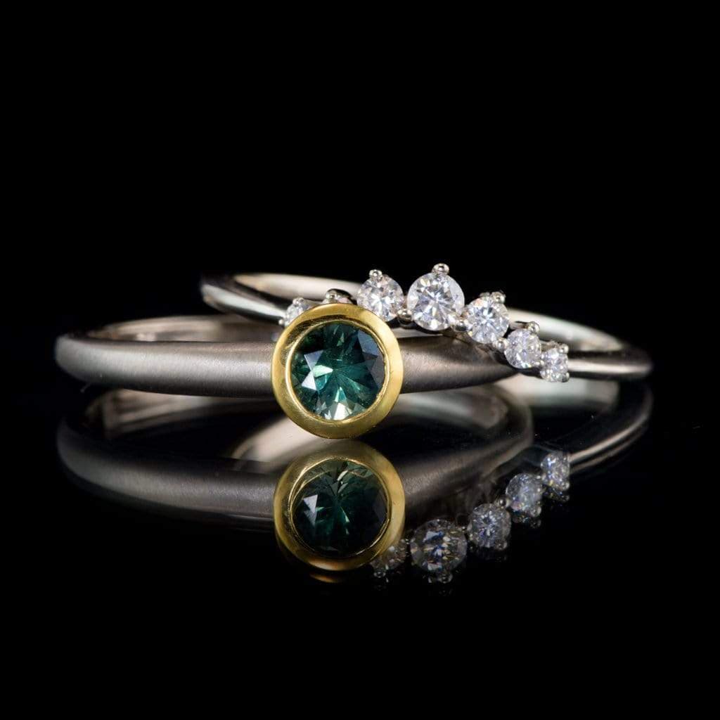 Corinne - Graduated Diamond, Moissanite or Sapphire Curved Contoured Crown Stacking Wedding Ring Ring by Nodeform