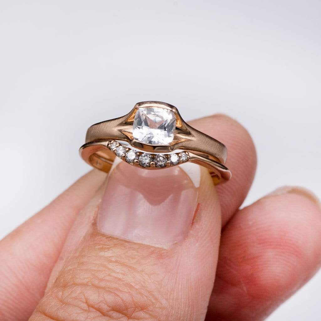 Selene - Graduated Diamond, Moissanite or Sapphire Curved Contoured Stacking Wedding Ring Ring by Nodeform