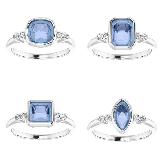 Brooklynn - Bezel Set Accented Engagement Ring with Side Stones - Setting only Ring Setting by Nodeform