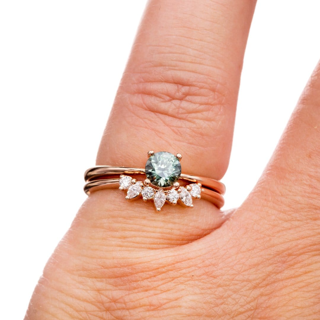 Camilla Band- Graduated Diamond, Moissanite or White Sapphire Curved Contoured Crown Stacking Wedding Ring Ring by Nodeform