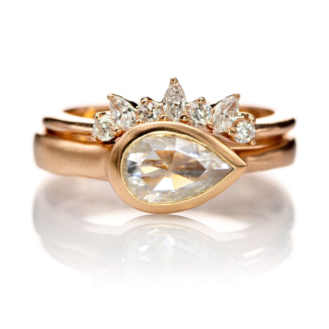 Camilla Band- Graduated Diamond, Moissanite or White Sapphire Curved Contoured Crown Stacking Wedding Ring Ring by Nodeform