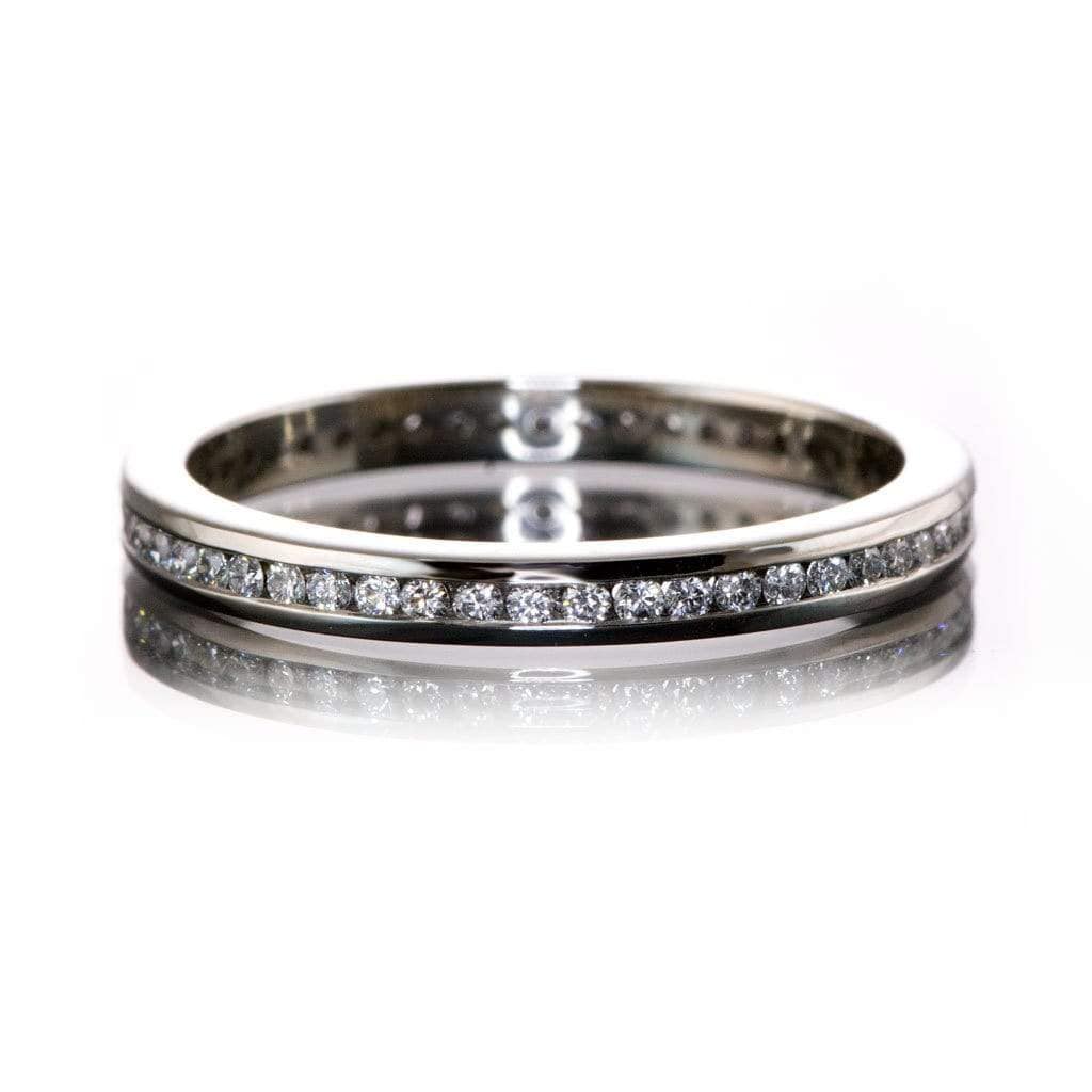 Channel Set Diamond or Moissanite Narrow Eternity Stacking Wedding Ring 1mm/0.005ct (>0.25CTW) G-H SI1 Lab-Grown Diamonds / Continuum Sterling Silver Ring by Nodeform